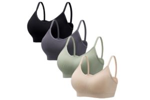 HBselect 4 Pack Non Wired Bras for Women V Neck Wireless
