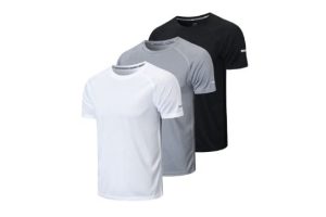 HUAKANG 3 Pack T Shirts Men Breathable Sport Shirts