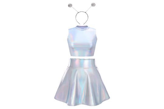IBAKOM Women's Rave Goddess Costume Outfits Shiny Holographic