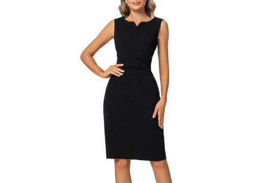 MINTLIMIT Women Sheath Dress Notch V Neck Sleeveless