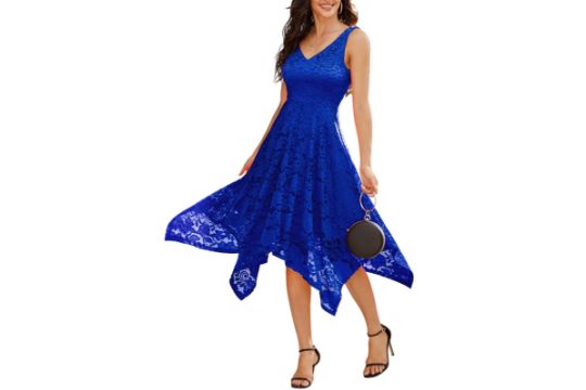 Meetjen Womens Lace Cocktail Dress Elegant High Low