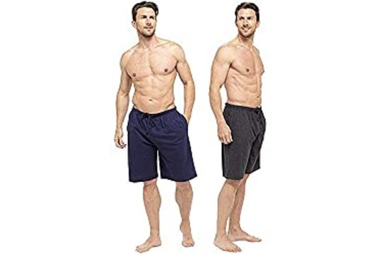 Mens Pyjama Shorts - Comfy Lounge Shorts with Pockets Pack of 2