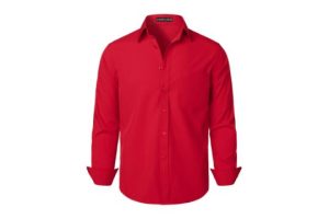 PARKLEES Men's Regular Fit Dress Shirt Solid Wrinkle-Free