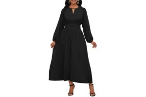 VERWIN Chiffon Dresses for Women Long Sleeve Round