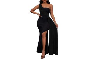 VERWIN Patchwork Sequins Bodycon Dress One Shoulder