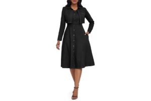 VERWIN Two Pieces Denim Dress with Jackets Midi Dress