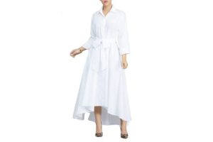 VERWIN Women Long Sleeve Loose Elegant Maxi Dress Button