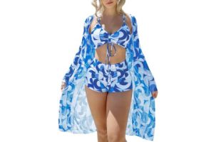 Xumplo Womens 3 Piece Bikini Sets with Long Sleeve