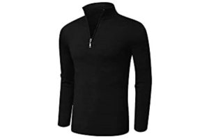 AIYINO Mens Jumper Slim Fit Quarter Zip Polo Casual