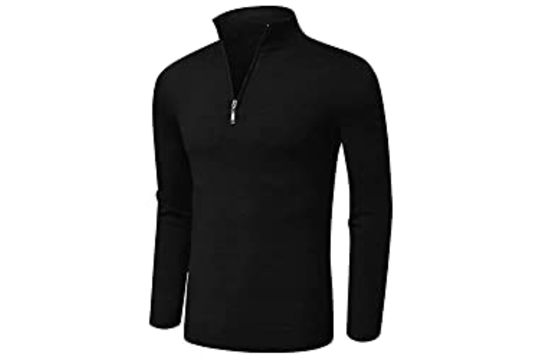 AIYINO Mens Jumper Slim Fit Quarter Zip Polo Casual