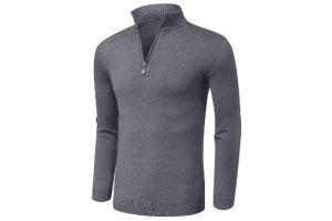 AIYINO Mens Slim Fit Jumpers Quarter Zip Long Sleeve