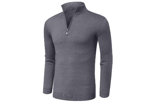 AIYINO Mens Slim Fit Jumpers Quarter Zip Long Sleeve