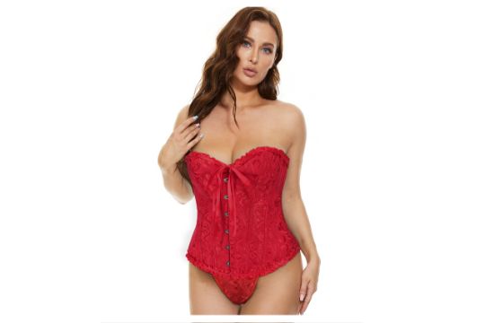 JASGOOD Women's Bustier Corset Lace Up Boned Overbust