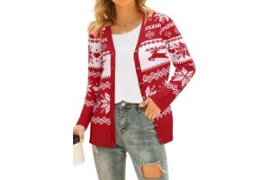 PCEAIIH Women's Cardigan Christmas Snowflake Reindeer