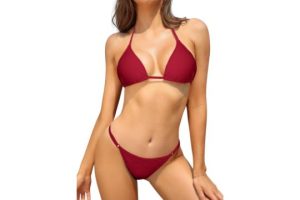 SHEKINI Womens Halter Thong Bikini Sets Padded Triangle