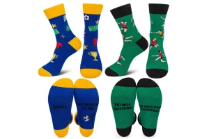 Chalier Cozy 2 Pairs Mens Calf Novelty Socks for Football Fans, One Size