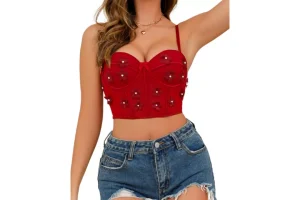 10X RRP £8.56 EVELIFE Women's Crop Tops Sexy Floral Bustier Corset EVELIFE Women's Crop Tops Sexy Floral Bustier Corset