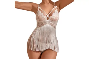 1X RRP £11.01 HNJZX See-Through Open Front V Neck Fringed Hem Backless HNJZX See-Through Open Front V Neck Fringed Hem Backless