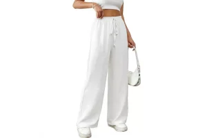Risipu Women Linen Trousers Summer Thin Wide Leg Trousers