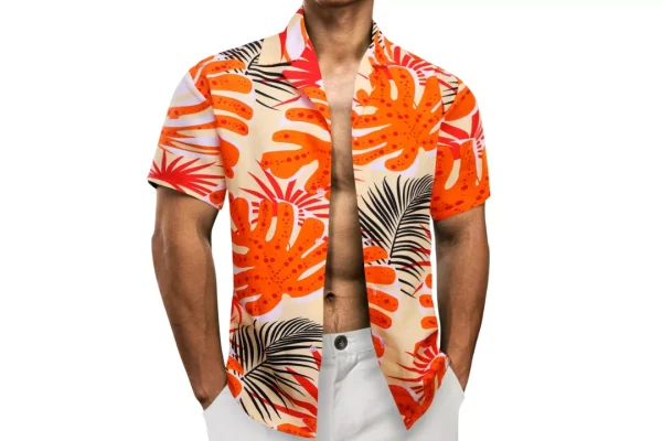 Barry.Wang Mens Hawaiian Shirts Short Sleeve Summer