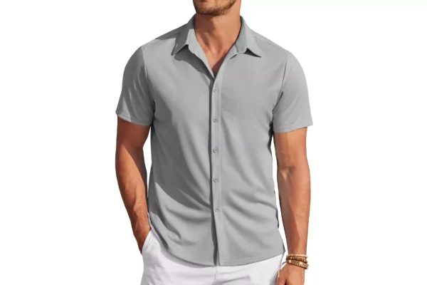 COOFANDY Men's Short Sleeved Shirt Casual Summer Regular