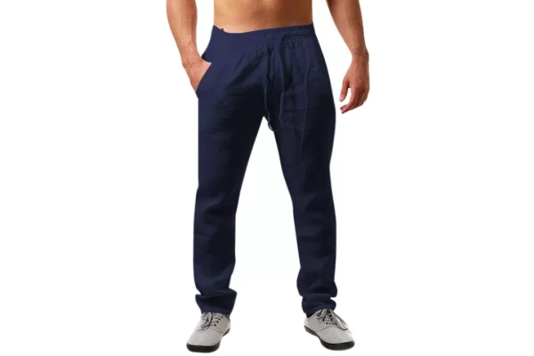 Runcati Men's Linen Trousers Solid Color Lightweight