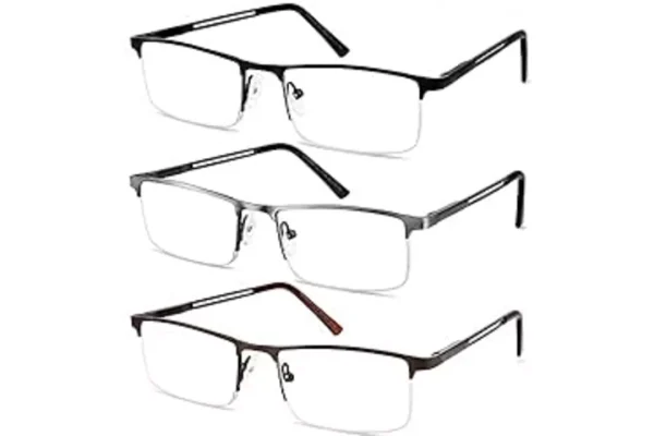 JJWELL 3 Pack Blue Light Reading Glasses for Men