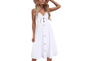 2X RRP £29.39 VOTEPRETTY Summer Dresses V Neck Tie Front Spaghetti VOTEPRETTY Summer Dresses V Neck Tie Front Spaghetti