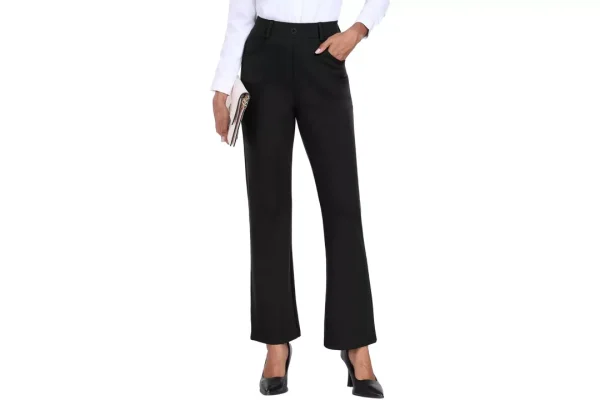 GRECERELLE Black Trousers Women Ladies Stretchy Work