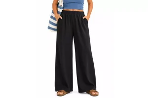 Zylioo Linen Trousers Womens Tall Size Wide Leg Trousers