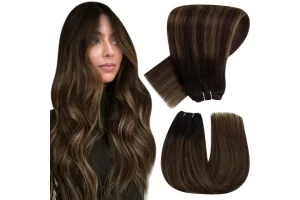 2X RRP £39.24 Hetto Brown Human Hair Extensions Weft Balayage Hair Hetto Brown Human Hair Extensions Weft Balayage Hair