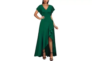 2X RRP £61.24 MIUSOL Women's Elegant V-Neck Ruffle Short Flutter MIUSOL Women's Elegant V-Neck Ruffle Short Flutter