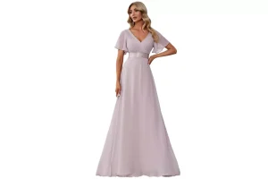 2X RRP £63.68 Ever-Pretty Women's Double V-Neck Short Flutter Sleeves Ever-Pretty Women's Double V-Neck Short Flutter Sleeves