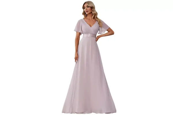 Ever-Pretty Women's Double V-Neck Short Flutter Sleeves