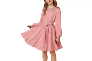 GRACE KARIN Girls' Puff Long-Sleeved A-Line Casual