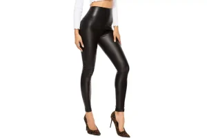 RIOJOY Winter Black Wet Look Leggings Faux Leather