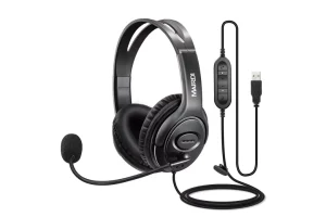 2x RRP £38.10 USB Headset with Noise Cancelling Microphone for Office USB Headset with Noise Cancelling Microphone for Office