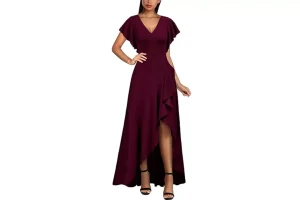 2x RRP £48.98 MIUSOL Women's Elegant V-Neck Ruffle Short Flutter MIUSOL Women's Elegant V-Neck Ruffle Short Flutter