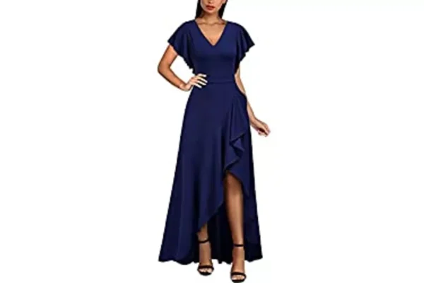 MIUSOL Women's Elegant V-Neck Ruffle Short Flutter.