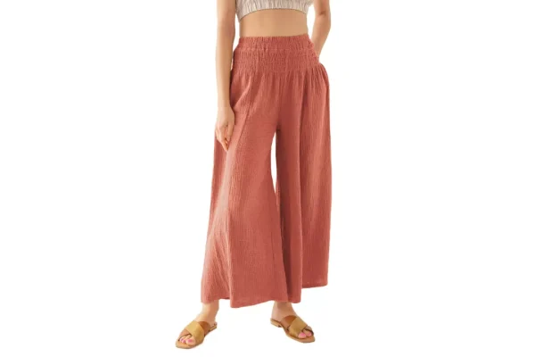 Amazhiyu Womens Wide Leg Trousers Burgandy