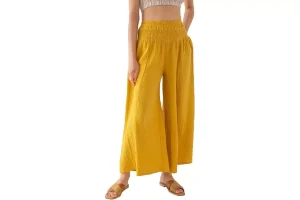 Amazhiyu Womens Wide Leg Trousers Mustard