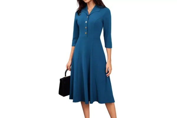 GRACE KARIN Women's Vintage Style Collared A-Line Dress