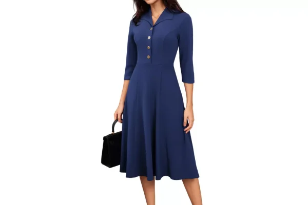 GRACE KARIN Women's Vintage Style Collared A-Line Dress
