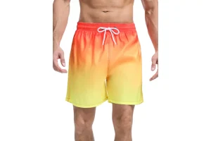 SERENYOU Mens Swim Shorts Gradient Colour Mesh Lining