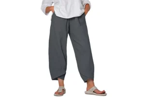 3X RRP £19.58 Women Baggy Linen Harem Capri Pants Loose Cropped Comfy Women Baggy Linen Harem Capri Pants Loose Cropped Comfy