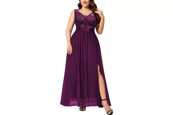 MISSMAY Women's Plus Size Elegant Sweetheart Neck Sleeveless
