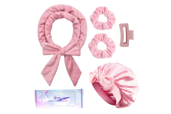 Hroevc No Heat Overnight Curls Headband with Double Layer Bonnet