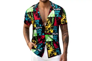 4X RRP £14.69 Barry.Wang Mens Hawaiian Shirts Short Sleeve Summer Barry.Wang Mens Hawaiian Shirts Short Sleeve Summer