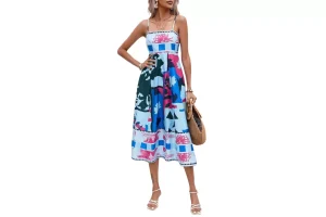 Miolasay Women Boho Cami Maxi Dress Summer Cute Print