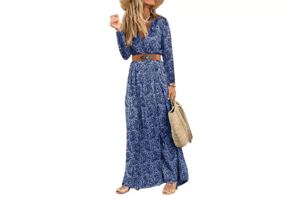 Woolicity Womens Summer Maxi Dress Boho Floral Wrap